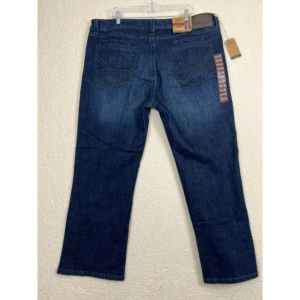 TK Axel Jeans Men's 42x30 Blue Denim Dark Wash‎ Slim Bootcut Stretch Cotton NEW